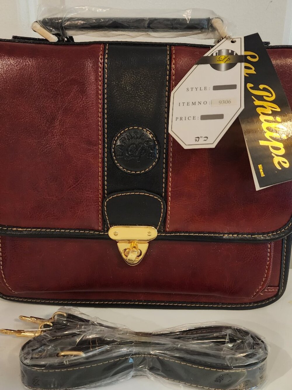 NWT Vintage La Phillipe Burgundy Red Black Structured Shoulder Bag Purse